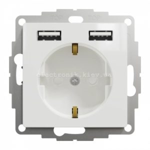 Розетка із заземленнямм + USB колір білий Sedna Design