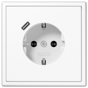 Розетка із заземленнямм +USB type C | fast charge JUNG LS990 білий