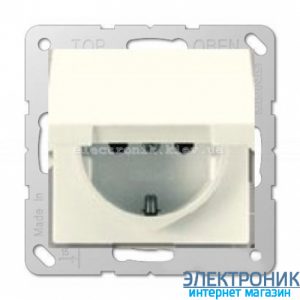 Розетка із заземлюючими контактами 16 А / 250 В~, з відкидною кришкою JUNG Eco Profi Слонова кістка