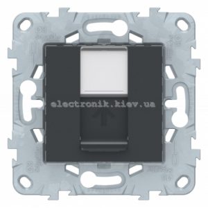 Розетка комп'ютерна 1-а кат.5е, RJ-45 (інтернет), Графіт, серія Unica New