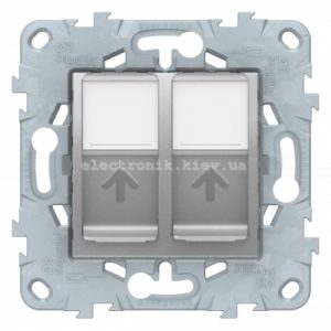 Розетка комп'ютерна 2-а кат.5е, RJ-45 (інтернет), Алюміній, серія Unica New