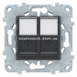 Розетка комп'ютерна 2-а кат.5е, RJ-45 (інтернет), Графіт, серія Unica New