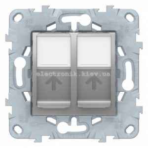 Розетка комп'ютерна 2-а кат.6, RJ-45 (інтернет), Алюміній, серія Unica New