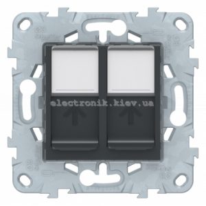 Розетка комп'ютерна 2-а кат.6, RJ-45 (інтернет), Графіт, серія Unica New