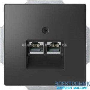 Розетка комп'ютерна 2-а кат.6, RJ-45 (інтернет), колір Антрацит, Schneider Merten D-Life
