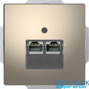 Розетка комп'ютерна 2-а кат.6, RJ-45 (інтернет), колір Нікель, Schneider Merten D-Life