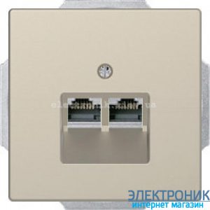 Розетка комп'ютерна 2-а кат.6, RJ-45 (інтернет), колір Сахара, Schneider Merten D-Life