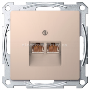 Розетка комп'ютерна 2-а кат.6, RJ-45 (інтернет), колір Шампань, Schneider Merten D-Life