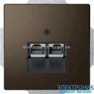 Розетка комп'ютерна 2-а кат.6, RJ-45 (інтернет) металева, колір Мокка, Schneider Merten D-Life