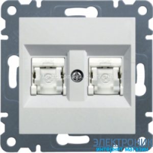 Розетка комп'ютерна подвійна Hager Lumina2 CAT 5e X2 біла
