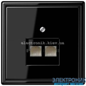 Розетка комп'ютерна подвійна RG 45 JUNG LS990 чорний глянець