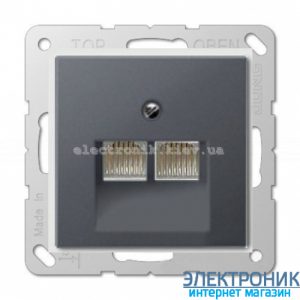 Розетка комп'ютерна подвійна RJ45 6-й кат. Eco Profi Антрацит