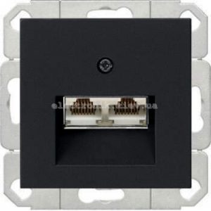 Розетка комп'ютерна подвійна RJ45 6-й кат. JUNG Eco Profi Чорний мат