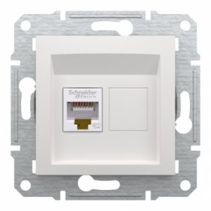 Розетка комп'ютерна RJ45, білий, Schneider Asfora, без рамки