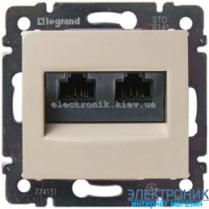 Розетка комп'ютерна RJ45 кат.5e UTP подвійна слонова кістка Legrand Valena