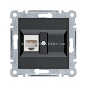 Розетка комп'ютерна RJ45 одинарна, чорний, Hager Lumina