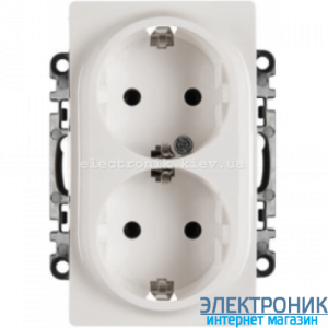 Розетка Legrand Valena Life подвійна, із заземленнямм та шторками, автоматичні клеми (білий)