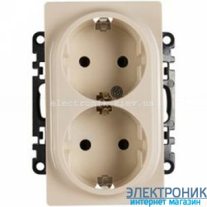 Розетка Legrand Valena Life подвійна, із заземленнямм та шторками, автоматичні клеми (слонова кістка)