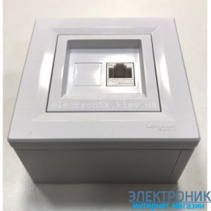 Розетка накладний монтаж Schneider (Шнайдер) c Asfora телефонна RJ11 біла