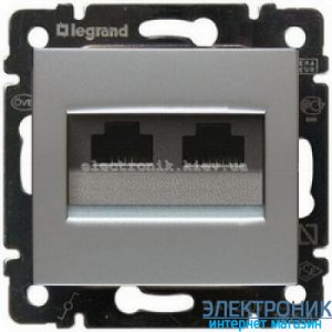 Розетка подвійна Ethernet Rj45 5e UTP Legrand Valena алюміній