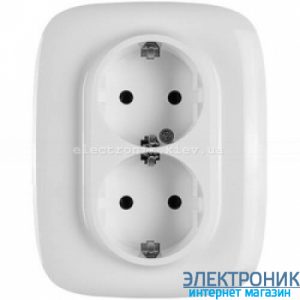 Розетка подвійна із заземленнямм, автоматичні клеми Legrand Valena Allure (Біла)
