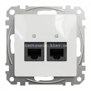 Розетка подвійна RJ45 CAT5E UTP колір білий Sedna Design