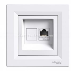 Розетка Schneider (Шнайдер) Asfora комп'ютерна RJ45 кат. 5е UTP біла
