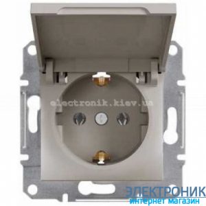 Розетка Schneider (Шнайдер) Asfora Plus із кришкою, із заземленнямм бронза