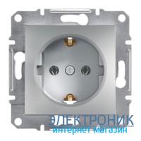 Розетка Schneider (Шнайдер) Asfora Plus із заземленнямм алюміній