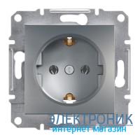 Розетка Schneider (Шнайдер) Asfora Plus із заземленнямм сталь