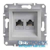 Розетка Schneider (Шнайдер) Asfora Plus комп'ютерна подвійна RJ45 кат.5е UTP алюміній
