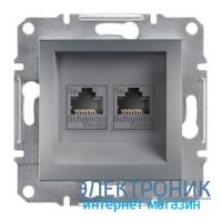 Розетка Schneider (Шнайдер) Asfora Plus комп'ютерна подвійна RJ45 кат.5е UTP сталь