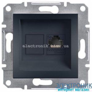 Розетка Schneider (Шнайдер) Asfora Plus комп'ютерна RJ45 кат. 5е UTP антрацит