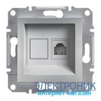 Розетка Schneider (Шнайдер) Asfora Plus телефонна RJ11 алюміній