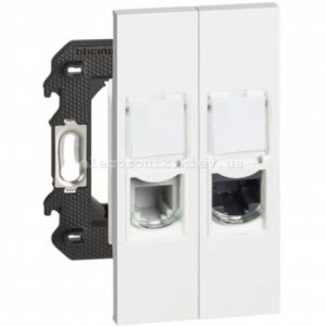 Розетка телефонна/комп'ютерна RJ11/RJ45 cat5e UTP 2 модулі. Колір Білий. Bticino серія Living Now