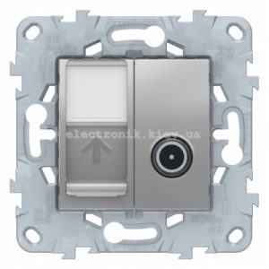 Розетка телевізійна/комп'ютерна, Алюміній, серія Unica New