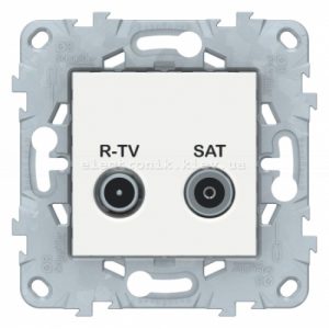 Розетка телевізійна прохідна ТV-SAT, Білий, серія Unica New