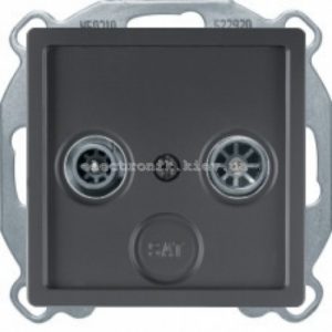 Розетка ТV телевізійна на 2-виходи, кінцева Hager-Berker (Q1, Q3, Q7) антрацит, з ефектом оксамиту