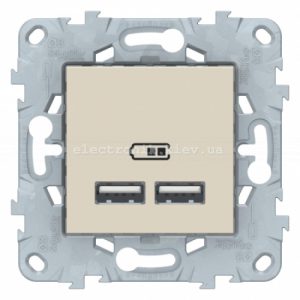 Розетка USB 2-а (для підзарядки), Бежевий, серія Unica New