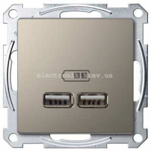 Розетка USB 2-а (для підзарядки), колір Нікель, Schneider Merten D-Life