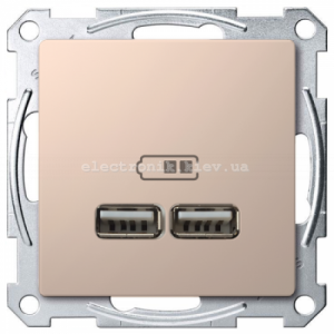 Розетка USB 2-а (для підзарядки), колір Шампань, Schneider Merten D-Life