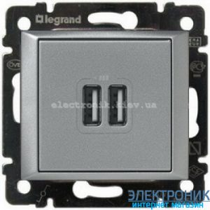 Розетка USB подвійна Legrand Valena алюміній