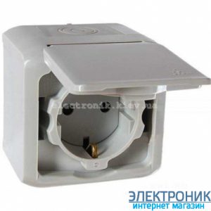 Розетка вологозахищена із заземленнямм 16A із захисними шторками гвинтовий затискач Legrand Quteo IP44 сірий