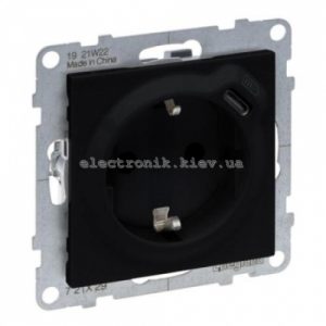 SUNO Розетка комбін. 2К+З зі шторк. 16 A + USB Тип C 1,5 A 250 В, колір Чорний