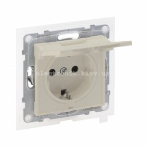 SUNO Розетка силова з кришкою 2К+З IP44 16А, 250 В авт.клеми, колір Слон. кістка