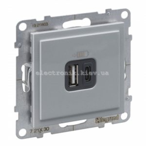 SUNO Розетка USB Тип А+C 12Вт+15Вт 5В , колір Алюміній