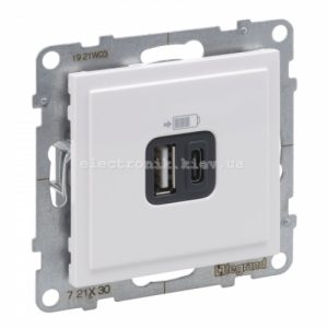 SUNO Розетка USB Тип А+C 12Вт+15Вт 5В , колір Білий