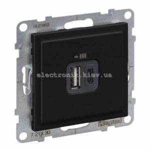 SUNO Розетка USB Тип А+C 12Вт+15Вт 5В , колір Чорний