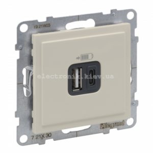 SUNO Розетка USB Тип А+C 12Вт+15Вт 5В , колір Слонова кістка