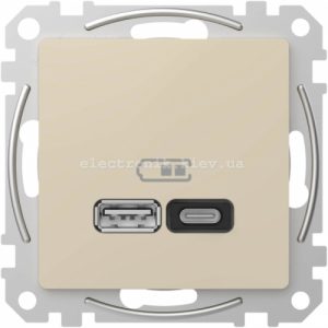 USB Розетка A+C 3A 45Вт колір бежевий Sedna Design